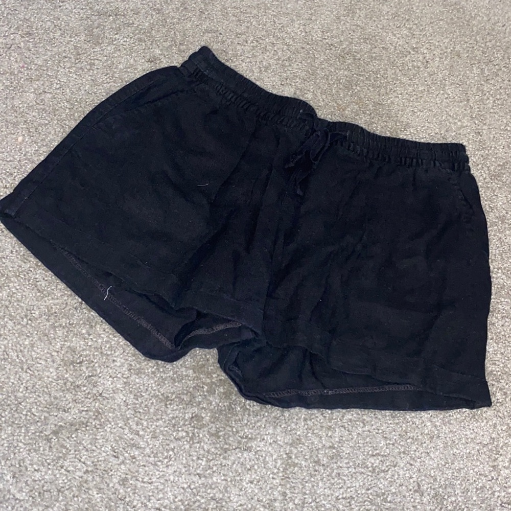 Black linen shorts